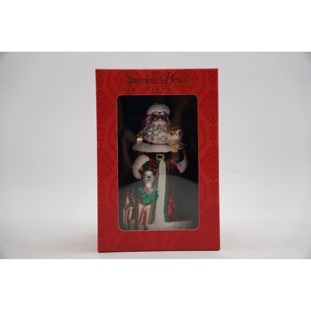 Sparkle Bright by Radko Santa Claus with Owl and Reindeer Christmas Ornament